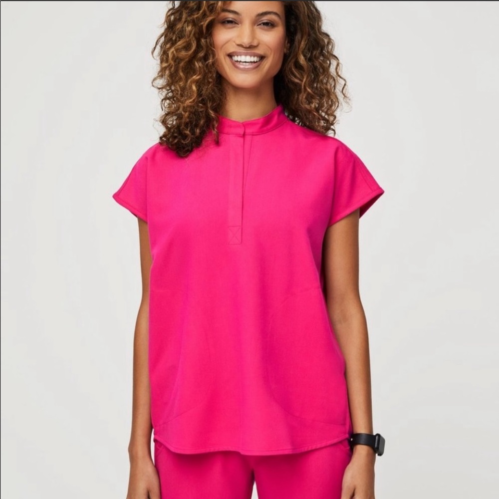 Figs shocking pink Rafaela top